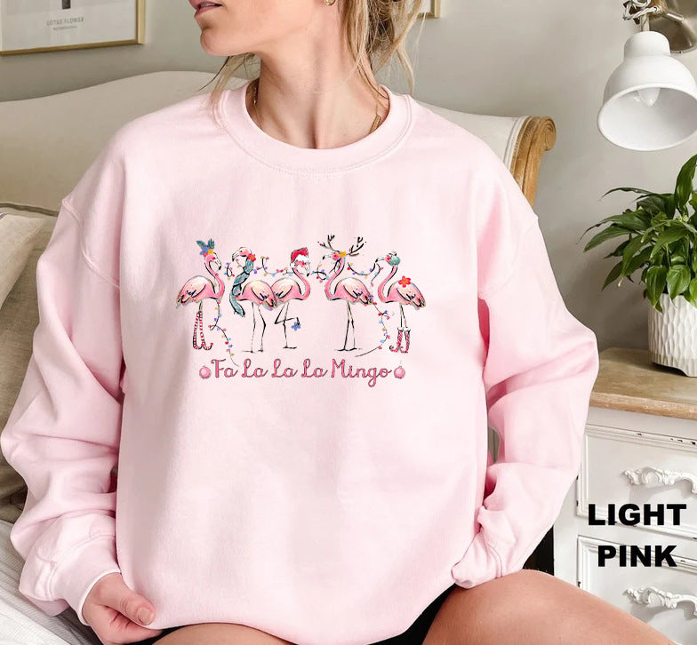 Damen Sweatshirt Flamingo-Motiv Lässig Eveloria