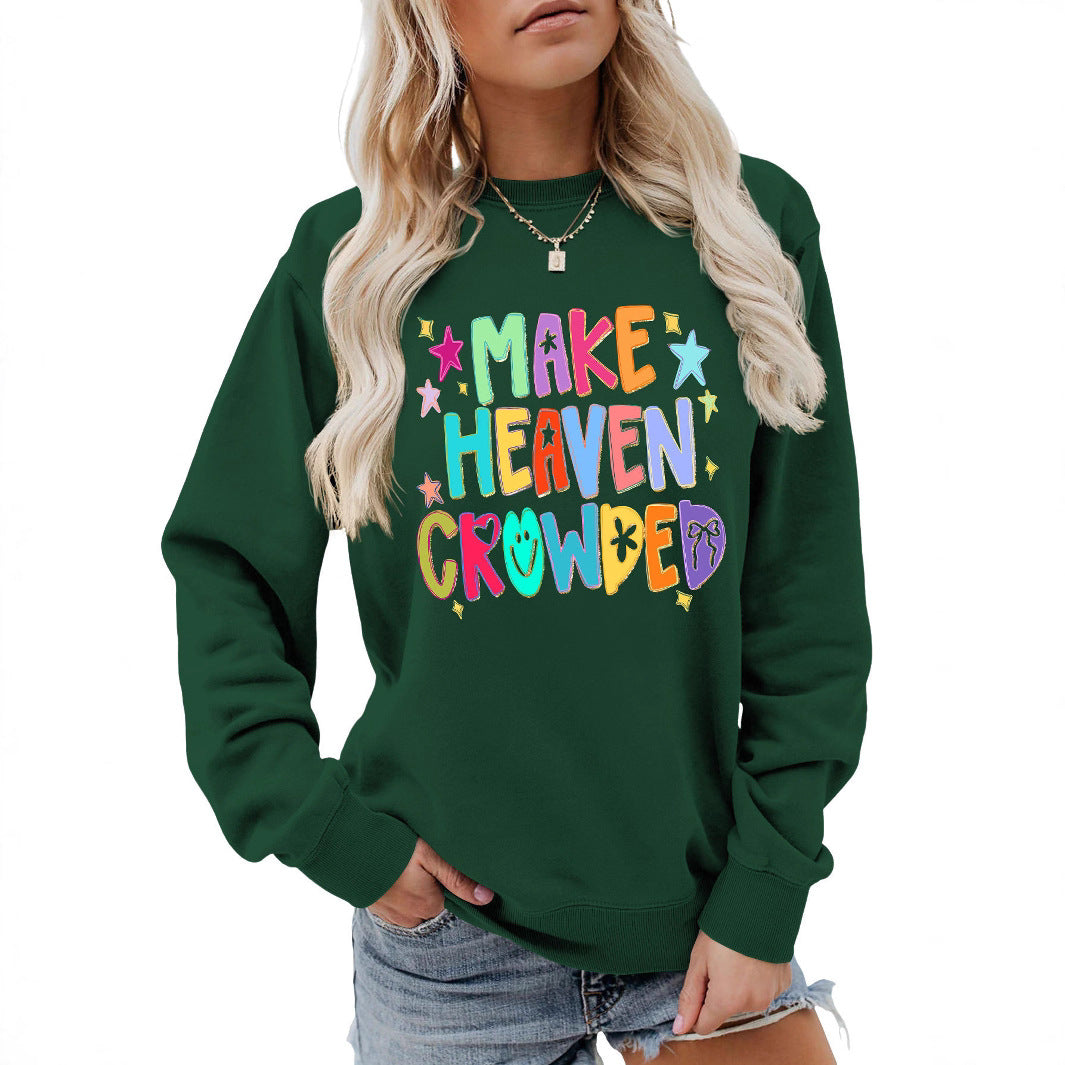 Damen Sweatshirt Bunt Motiv Verspielter Schriftzug - Eveloria
