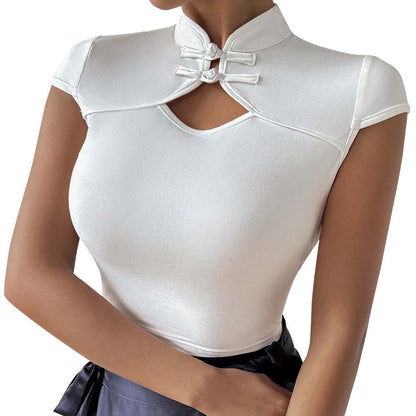 Damen Body Elegant Stehkragen Dekorative Knöpfe