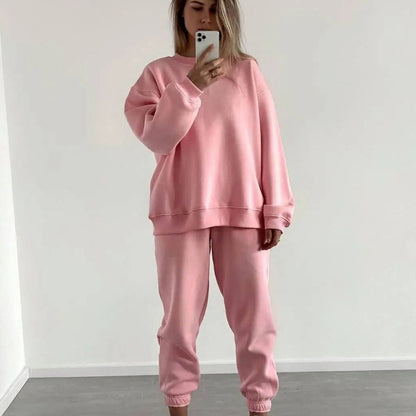 Damen Sweatshirt Jogginghose Set Weich Größe mit Gummizug