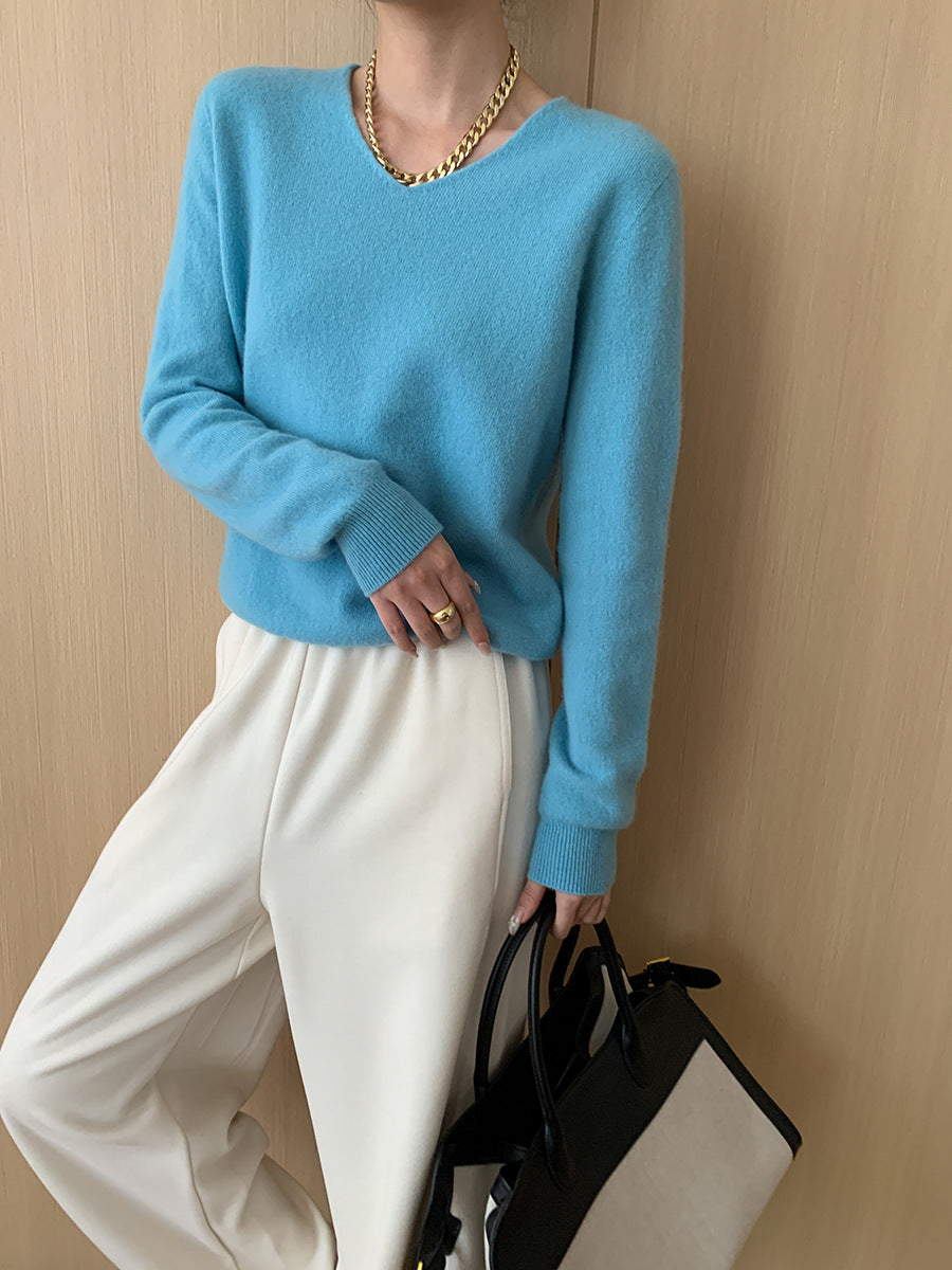 Damen Pullover V-Ausschnitt Weich Evelyn
