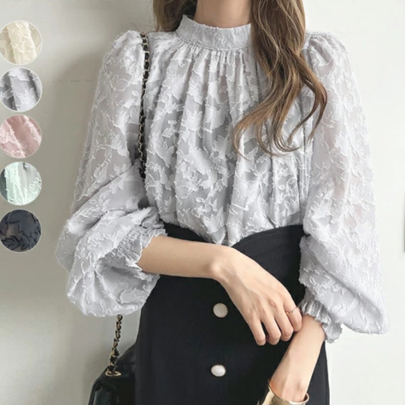 Damen Bluse mit Blumenmuster und Volumenärmel