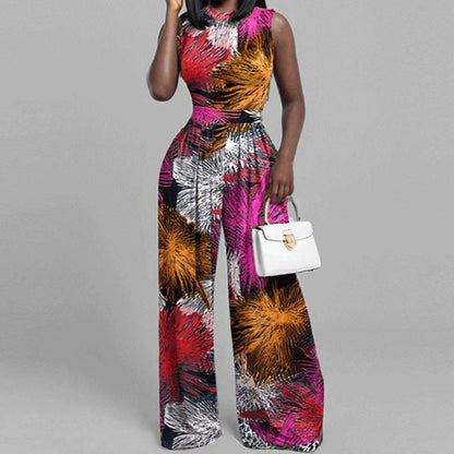 Damen Jumpsuit Weites Bein Florales Design Eveloria