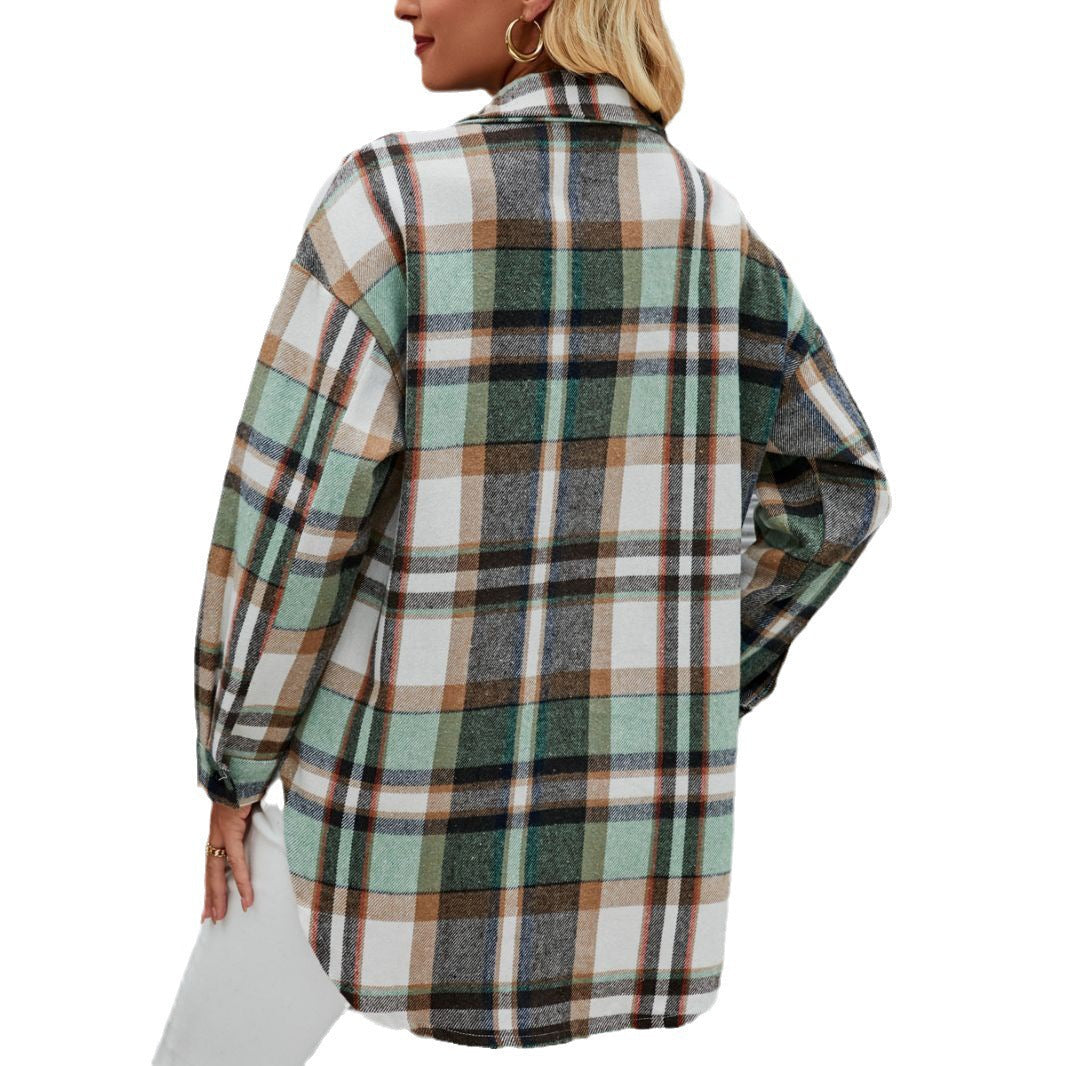 Damen Karomuster Hemdjacke Eveloria