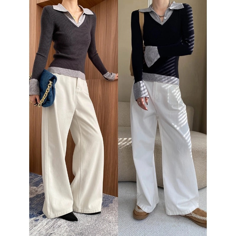 Damen Longsleeve Figurbetont Eleganter Kragen Eveloria