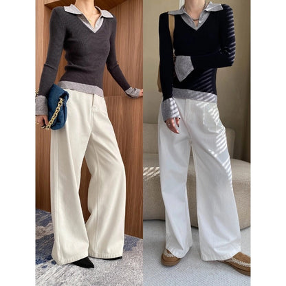 Damen Longsleeve Figurbetont Eleganter Kragen Eveloria