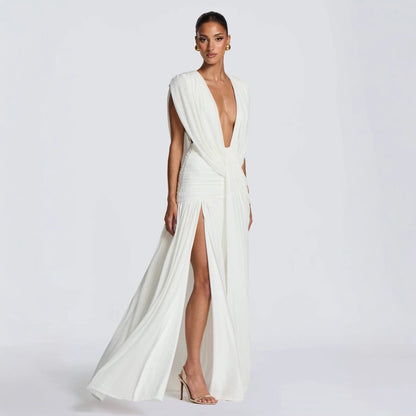 Damen Wickelkleid mit V-Ausschnitt und Raffung Eveloria