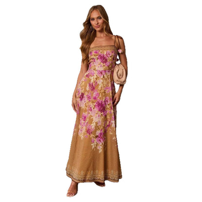 Damen Maxikleid Schulterfrei Blütenprint Eveloria