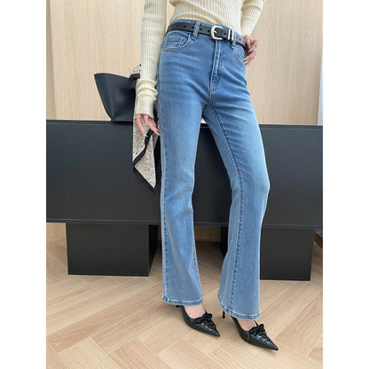 Damen Jeans Hochbund Leicht Ausgestellt Eveloria - Eveloria