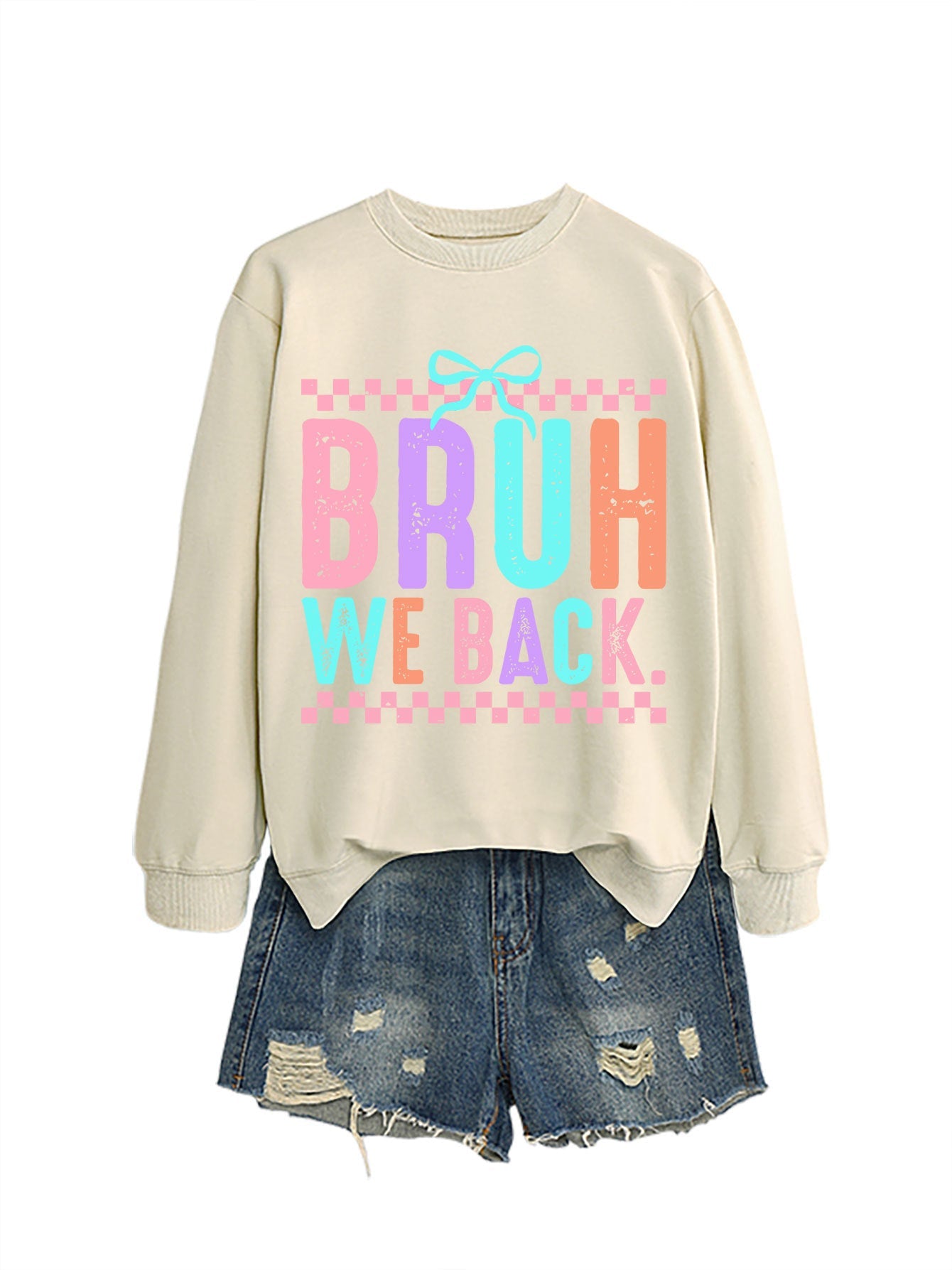 Damen Sweatshirt Bequem Fröhlicher Druck Grau Eveloria