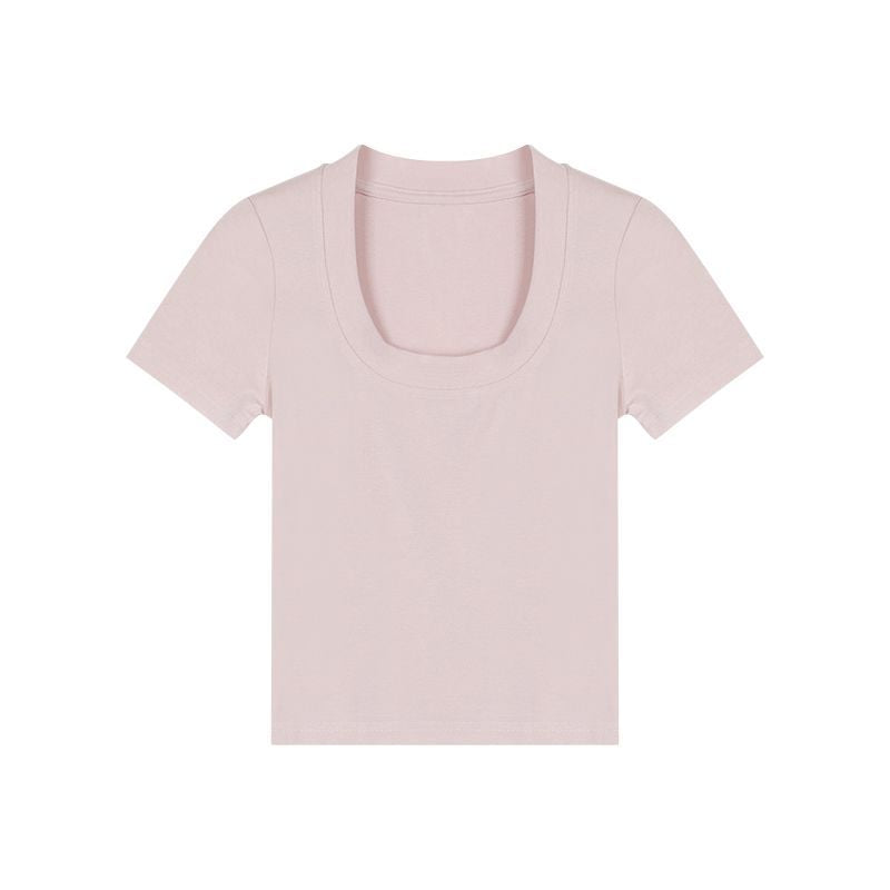 Damen Cropped T-Shirt Rundhalsausschnitt Figurbetont Eveloria