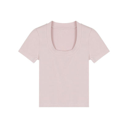 Damen Cropped T-Shirt Rundhalsausschnitt Figurbetont Eveloria
