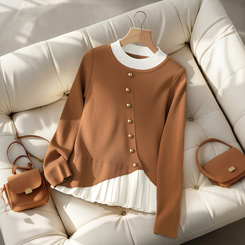 Damen Strickjacke Lässig Elegant Knöpfe Beige - Eveloria