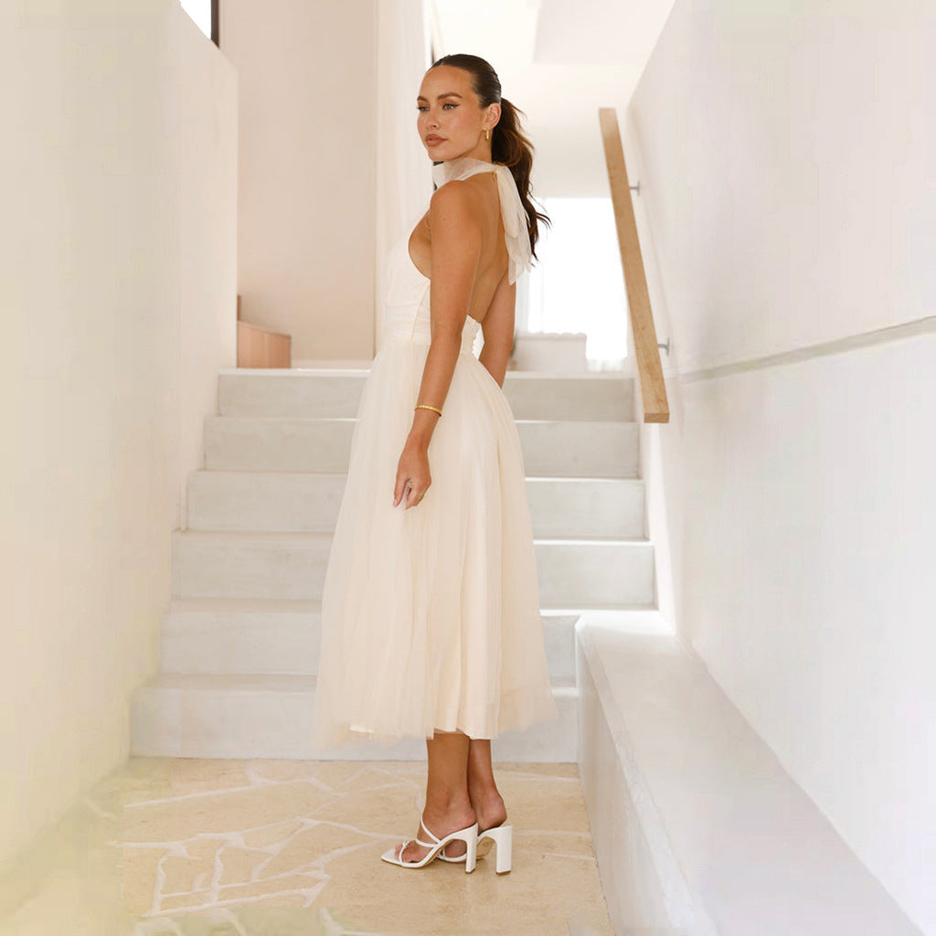 Damen Cocktailkleid Tüll Hochgeschlossen Eveloria