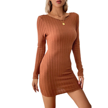 Damen Strickminikleid Langärmlig Rippdesign Eveloria