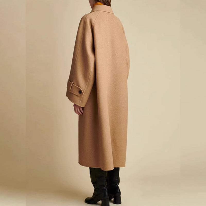Damen Wollmantel Oversized mit Kragen Anthrazit