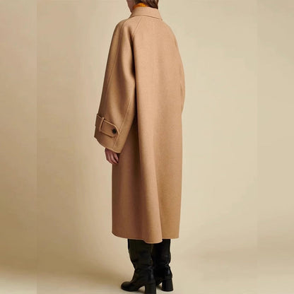 Damen Wollmantel Oversized mit Kragen Anthrazit