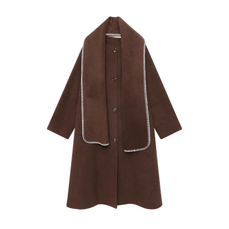 Damen Oversized-Mantel Asymmetrischer Kragen Seitenschlitzen