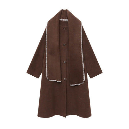 Damen Oversized-Mantel Asymmetrischer Kragen Seitenschlitzen