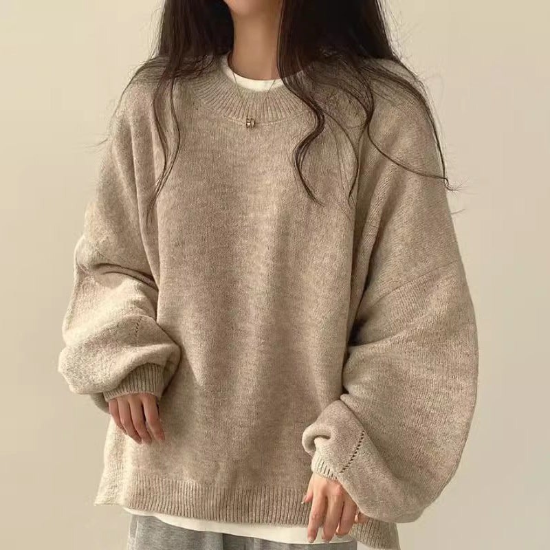 Damen Oversized Strickpullover Weite Ärmel Lässiger Schnitt