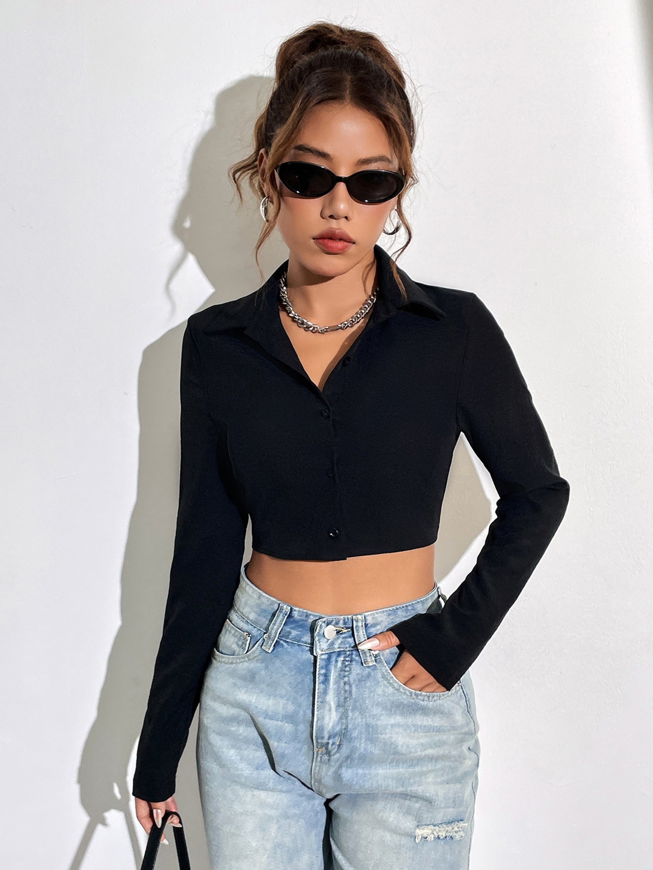 Damen Crop- mit Kragen Slim-Fit Eveloria