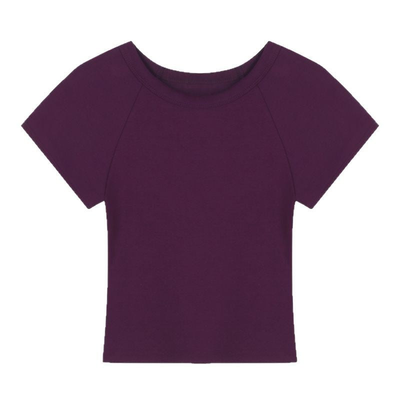 Damen T-Shirt Rundhalsausschnitt Baumwolle Weiß