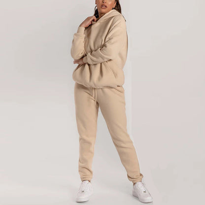 Damen Hoodie-Set mit Taschen Elastisch Grau Eveloria