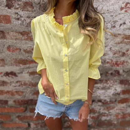Damen Bluse Puffärmel Dekorativ Eveloria