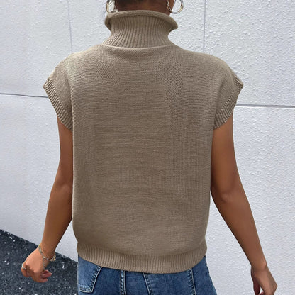Damen Strickoberteil mit hohem Kragen und Zopfmuster