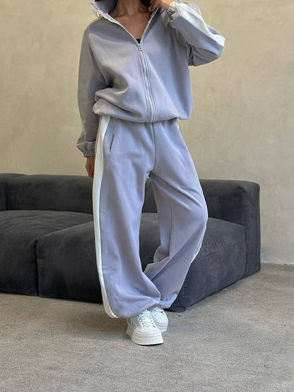 Damen Fleece Zweiteiler Weich Reißverschluss Eveloria