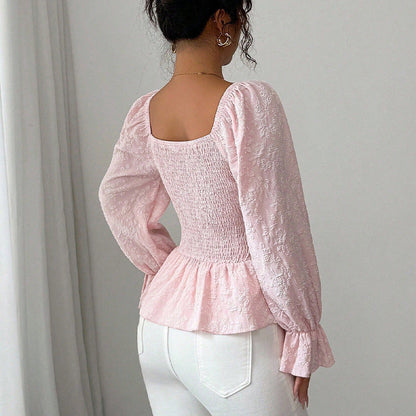 Damen Bluse Rüschendetails Tailliert Eveloria
