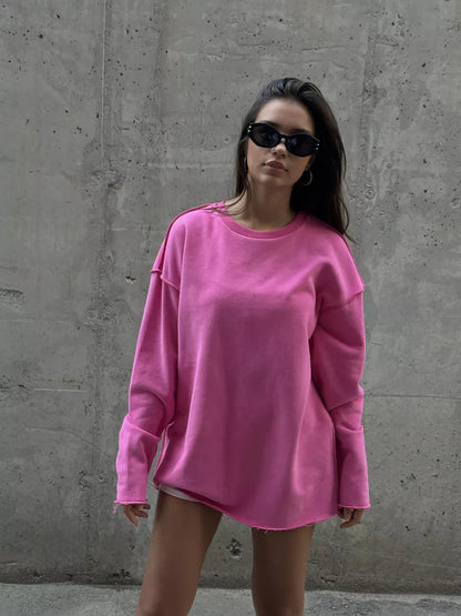 Damen Oversize-Pullover Weiter Schnitt Strukturiert Eveloria