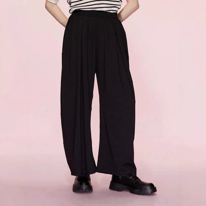Damen Palazzo-Hose Elastischer Bund Falten Eveloria