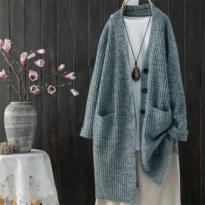 Damen Strickjacke Kuschelig Mit Taschen Modisch Grau Eveloria