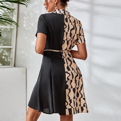 Damen Hemdkleid Grafisches Design Taillengürtel
