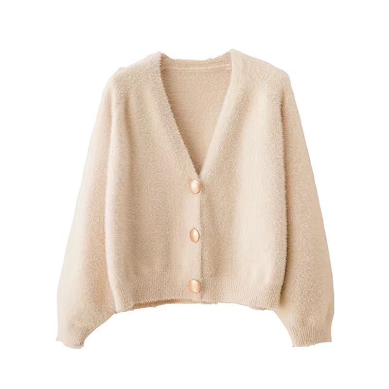 Damen Strickjacke Kuschelig Große Knöpfe Eveloria