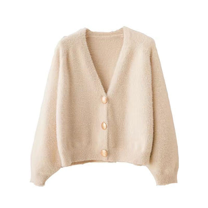 Damen Strickjacke Kuschelig Große Knöpfe Eveloria