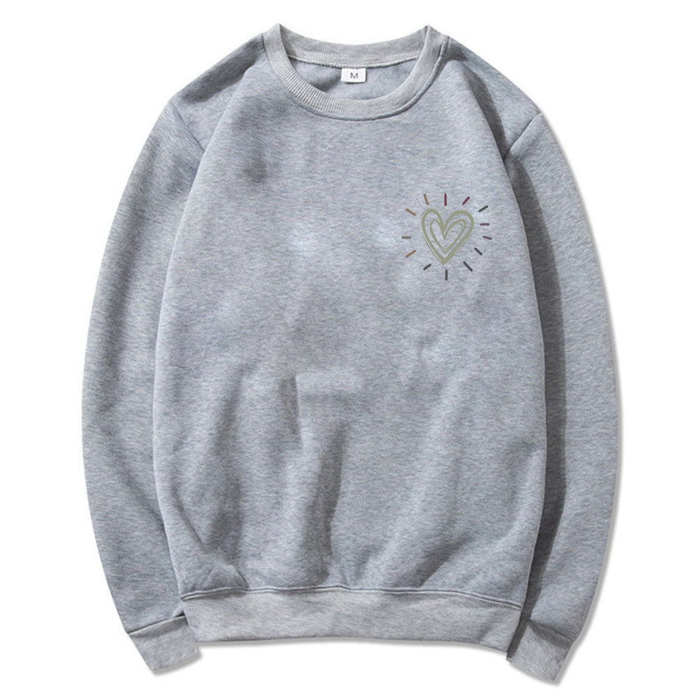 Damen Oversized Sweatshirt mit Herzmotiv Lässig Grau