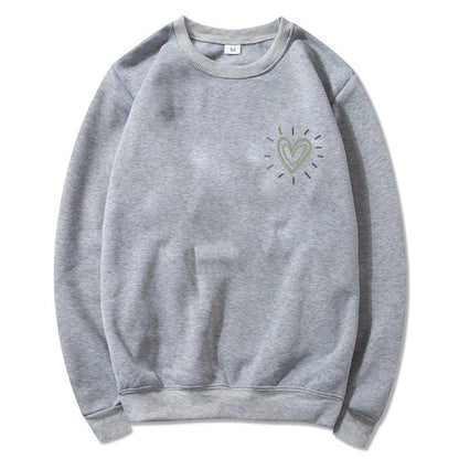 Damen Oversized Sweatshirt mit Herzmotiv Lässig Grau