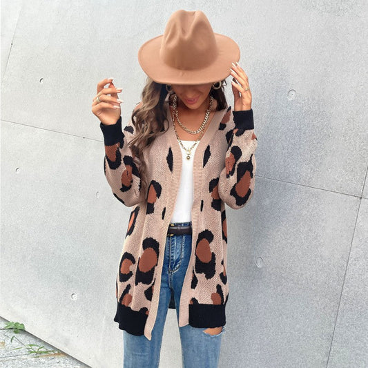 Damen Cardigan Lässig Leopardenmuster Offener Schnitt - Eveloria