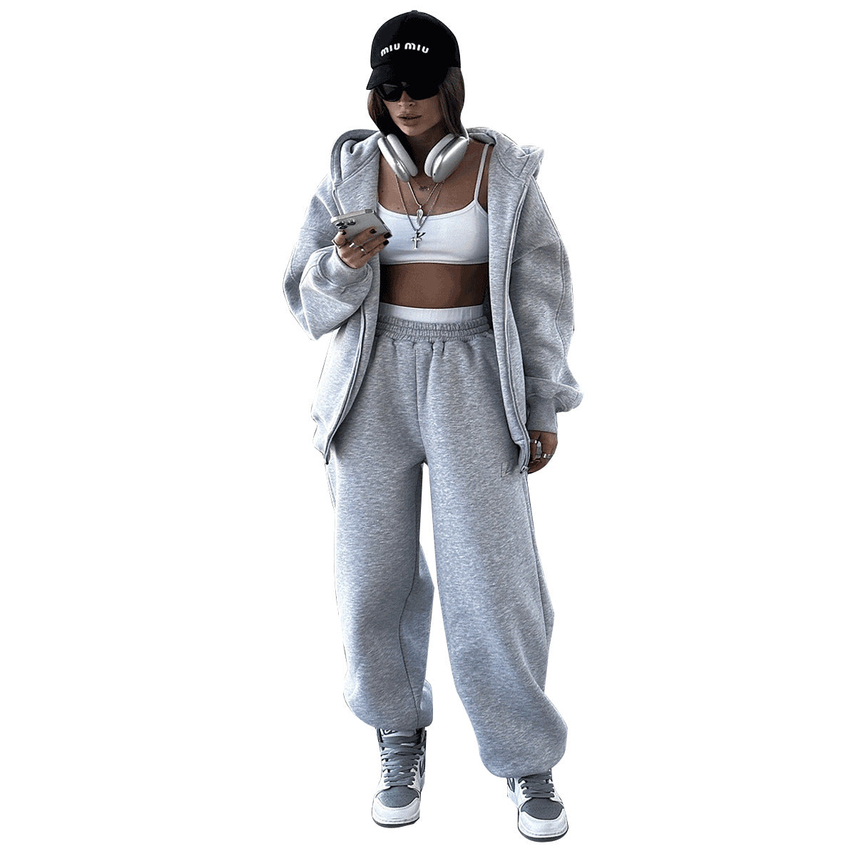Damen Sportliche Hoodie Jogginghose Set Eveloria