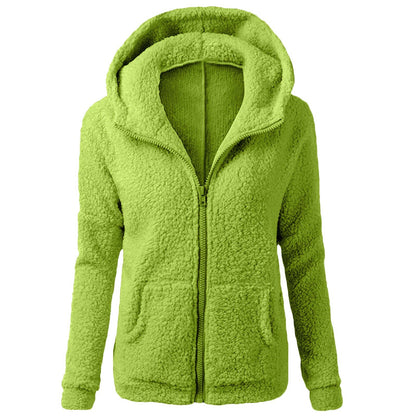 Damen Fleecejacke Kapuze Gemütlich Grau Eveloria