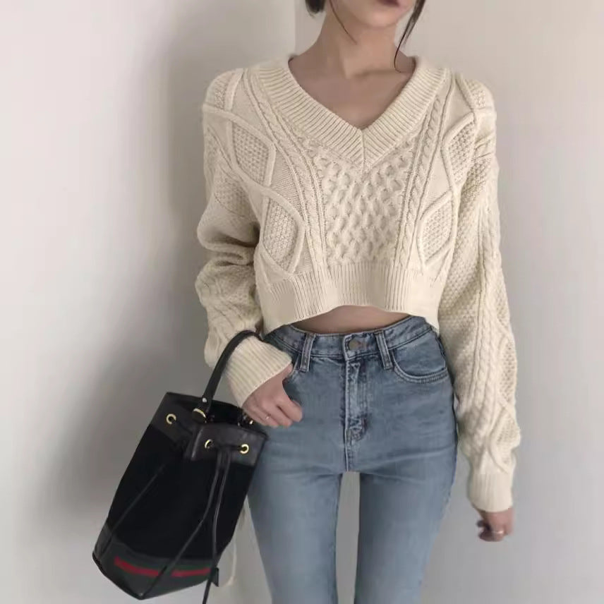 Damen Strickjacke Lang Taillengürtel Zopfmuster Beige - Eveloria