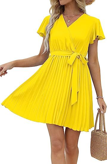 Damen Wickelkleid Plissierte Details Eveloria