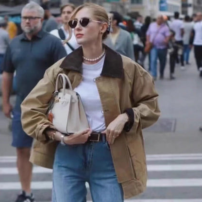 Damen Übergangsjacke Stehkragen Taschen Eveloria