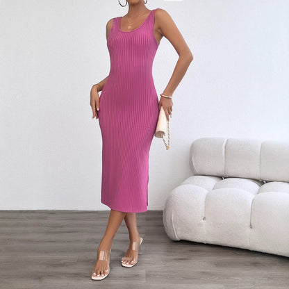 Damen Rippstrick Midikleid Figurbetont Bequem Eveloria