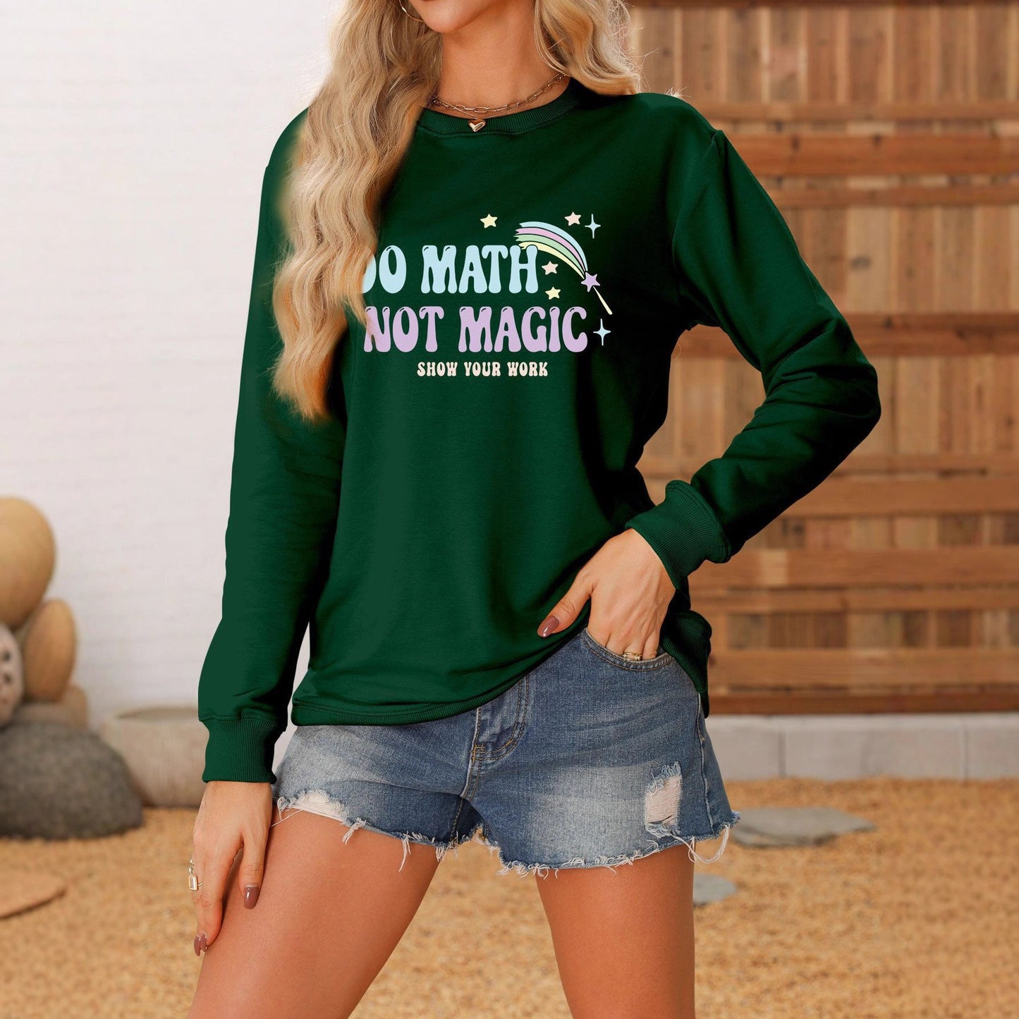 Damen Sweatshirt Mathematik-Motiv Grau Eveloria