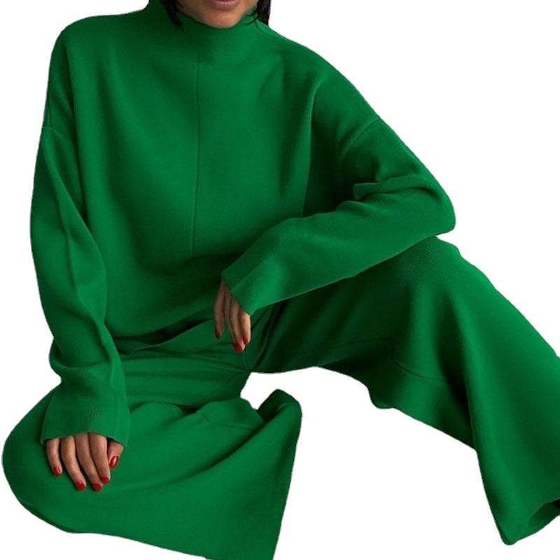 Damen Sweatshirt-Set Weites Design Hocher Kragen Grau Eveloria