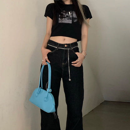 Damen T-Shirt Cropped mit Grafikdesign Eveloria