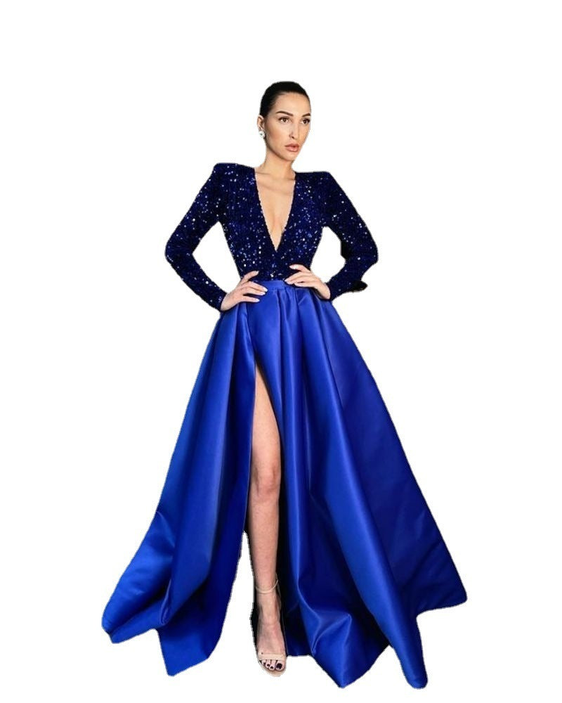 Damen Abendkleid V-Ausschnitt Hochgeschnitten Eveloria